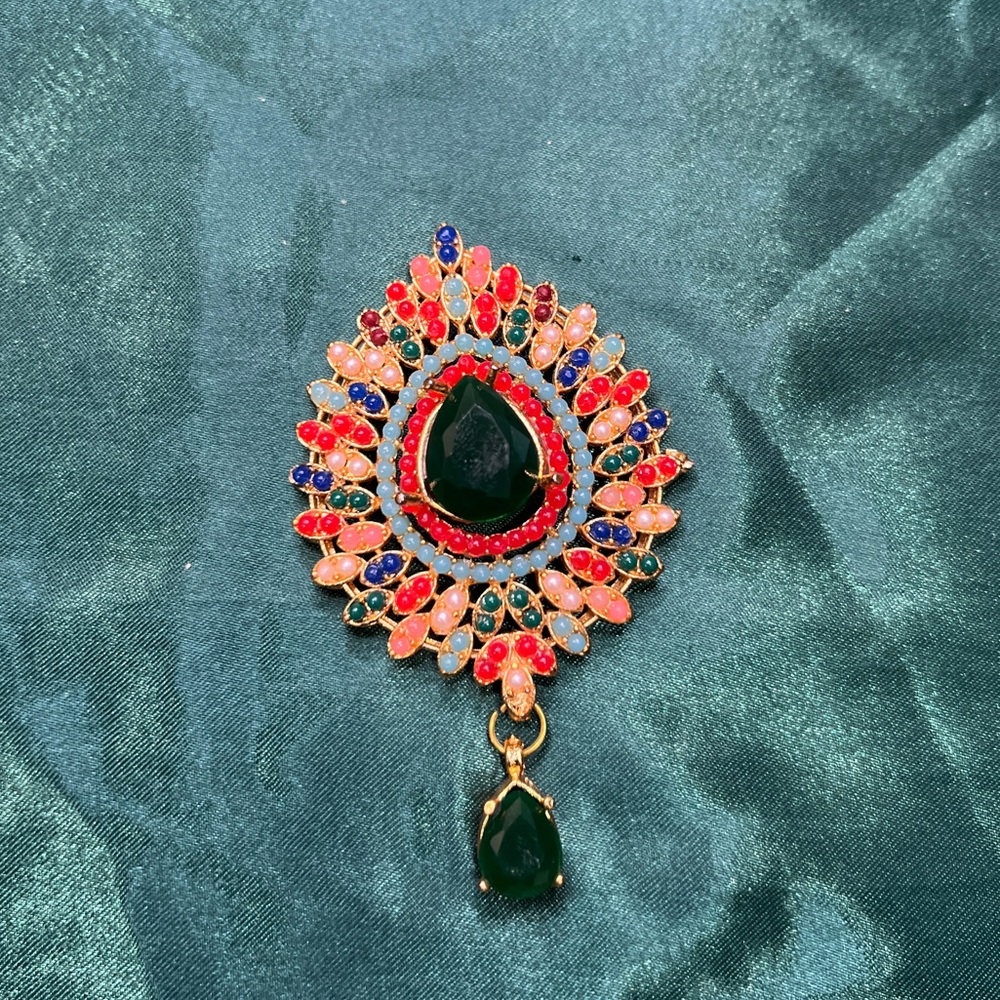Multicolor Jeweled Brooch Pin